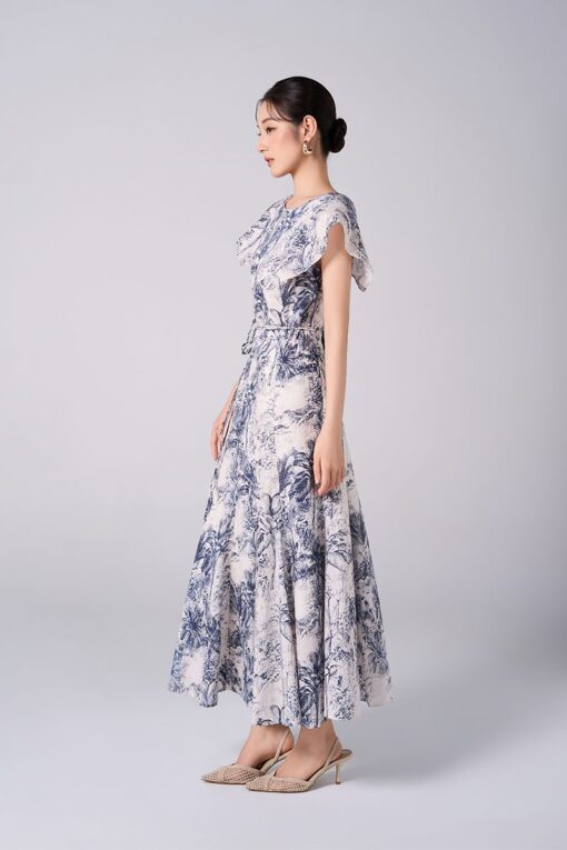 New arrivals Đầm xoè hoạ tiết bong vai can bổ thân