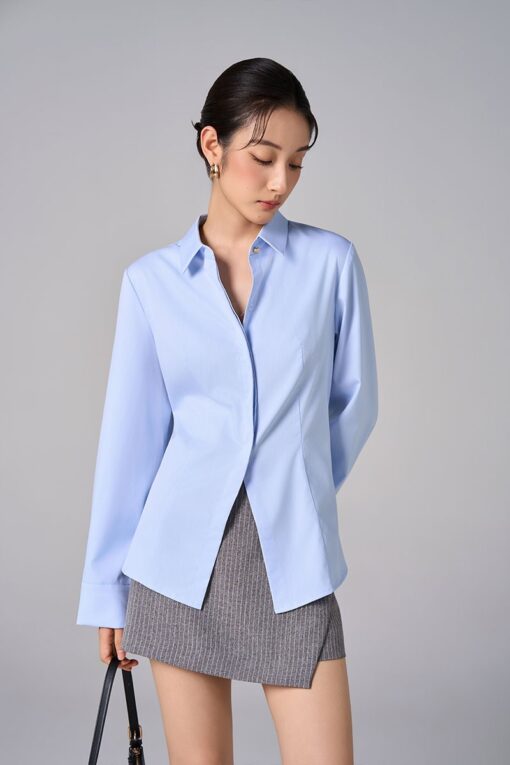 Sơ mi DT xẻ sau nẹp mở V