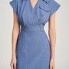 Đầm xoè cổ V vạt chồng tay hến Đầm xoè cổ V vạt chồng tay hến