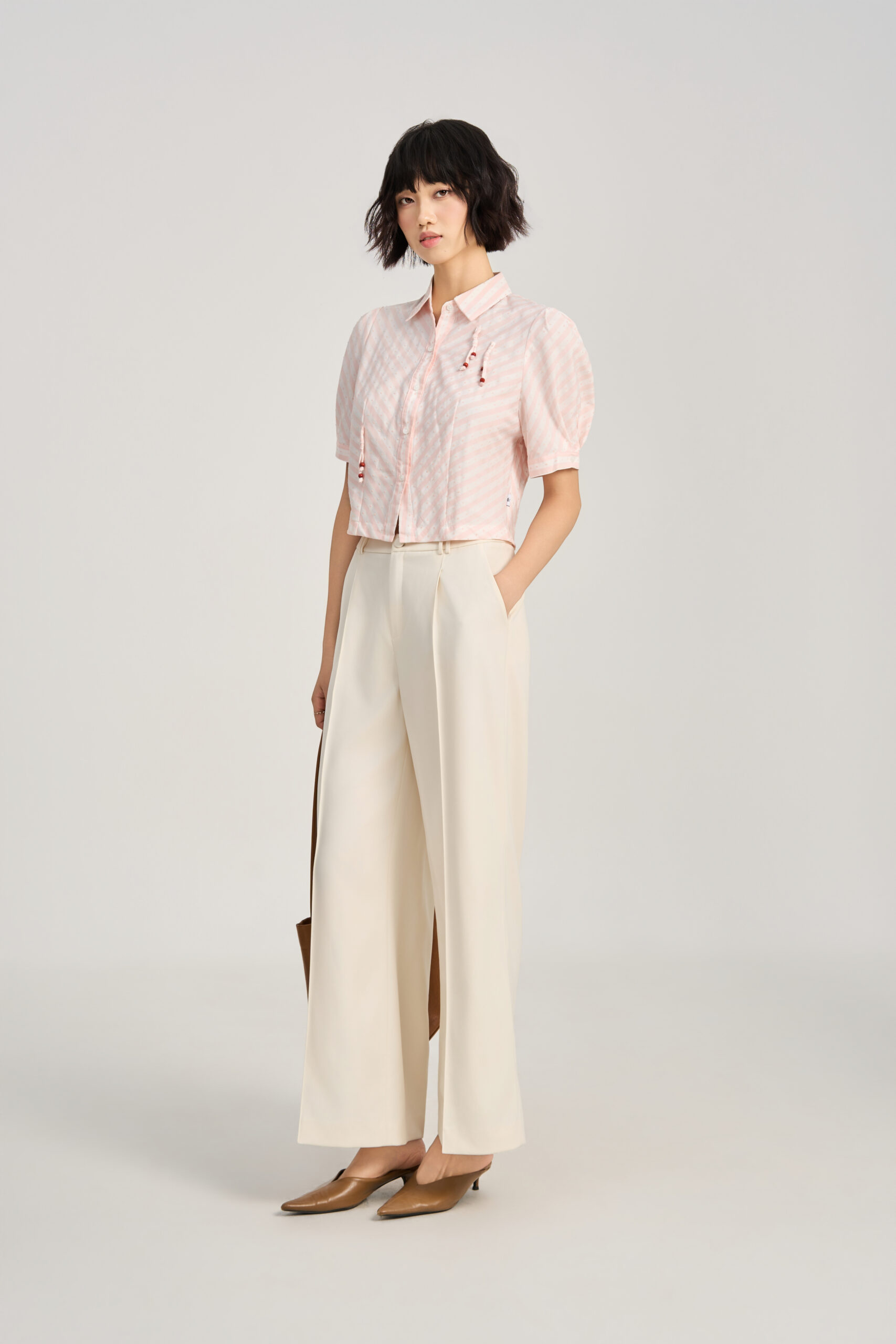 Sơ mi CT croptop tết dây đính TT Sơ mi CT croptop tết dây đính TT