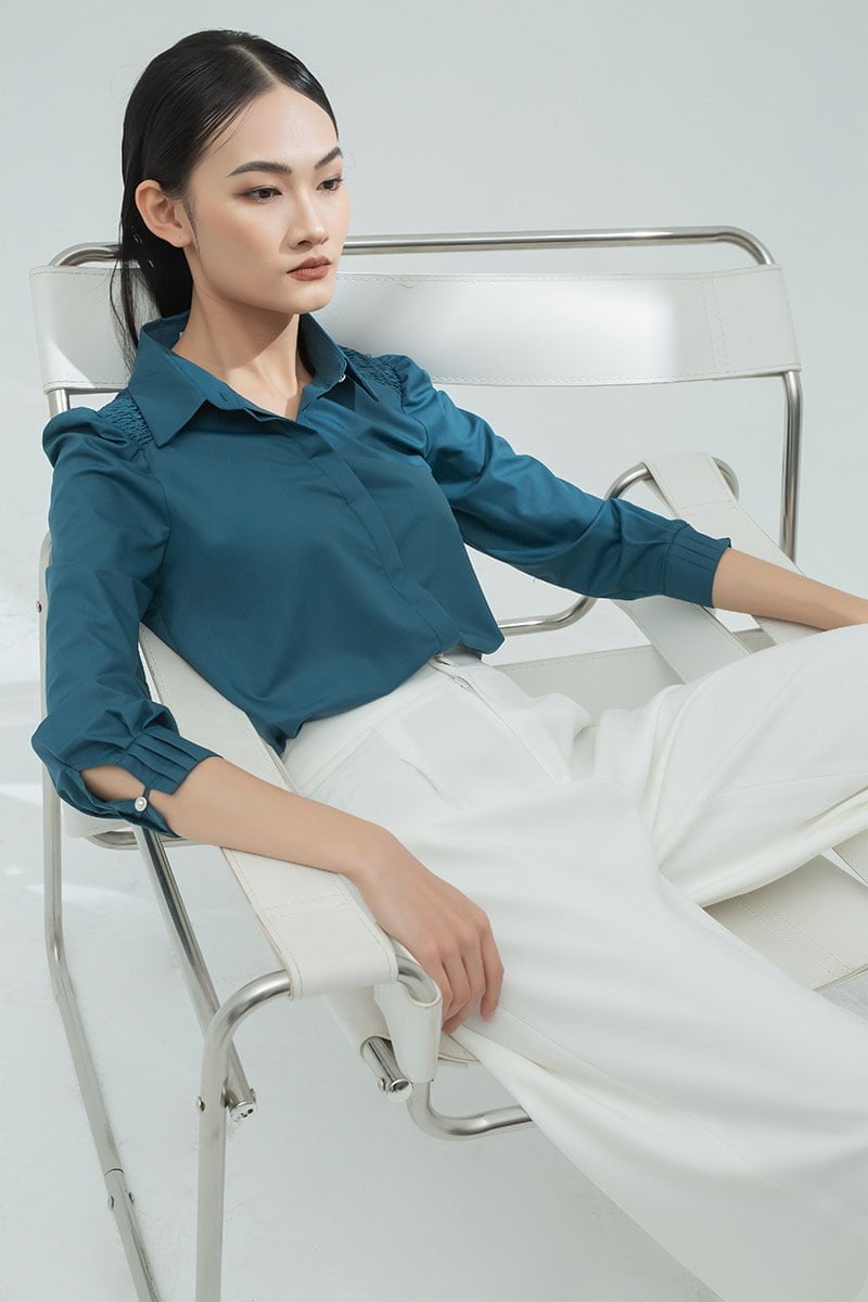 Sơ mi DT chần chun vai