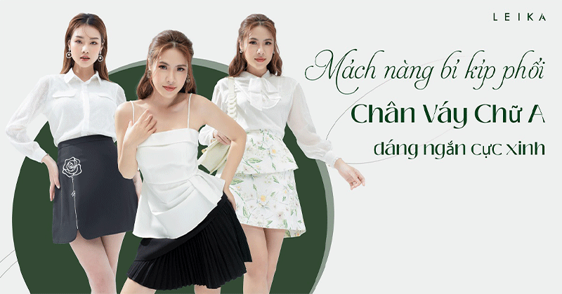 chân váy chữ a dáng ngắn