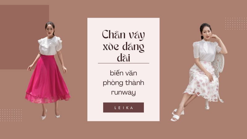 chân váy xòe dáng dài