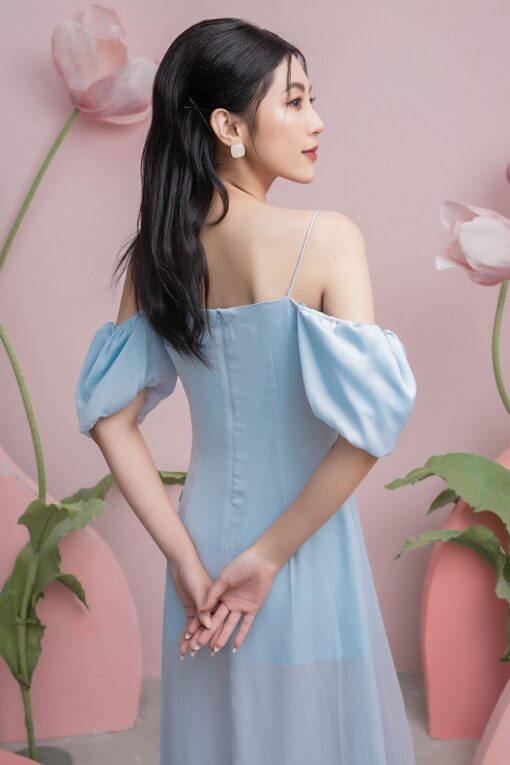 Đầm maxi CT dài xẻ đùi chun vai