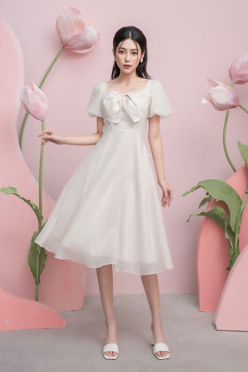Đầm xòe CT nơ trước