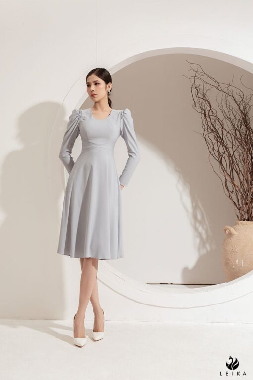 Đầm - váy xòe cổ v trắng 2 tầng dài tay - Đầm, váy nữ | ThờiTrangNữ.vn