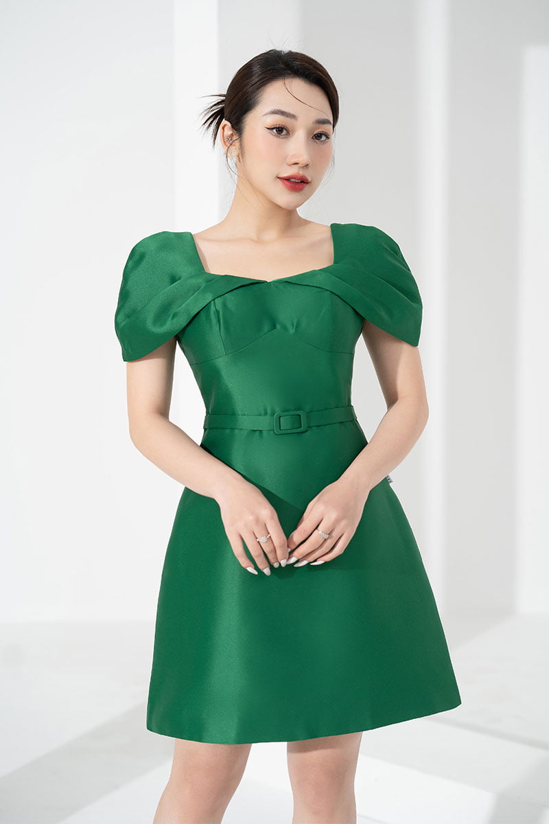 Đầm babydoll cổ vuông đính nơ nhỏ- váy nữ dáng xòe 2 lớp tay bồng màu trắng  công chúa dễ thương hàn quốc ulzzang | Shopee Việt Nam