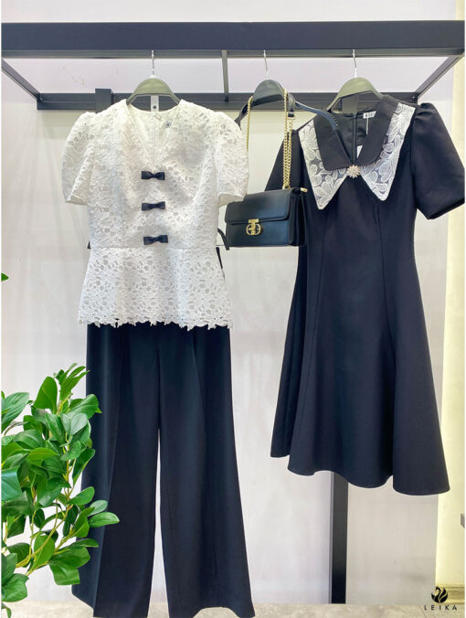 Áo Peplum ren phối nơ