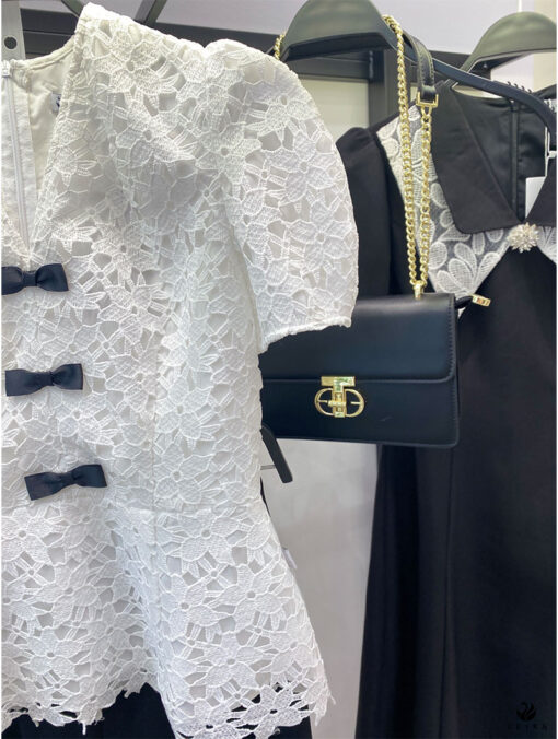 Áo Peplum ren phối nơ