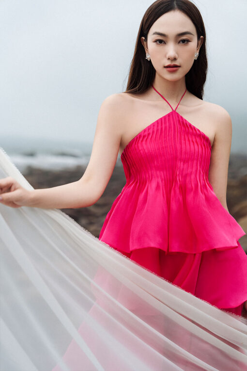 Đầm yếm bấu ly ngực bèo tầng