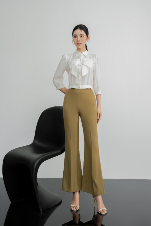 Áo sơ mi croptop phối nơ