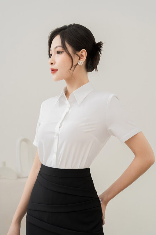 Áo sơ mi nano cộc tay ly ben