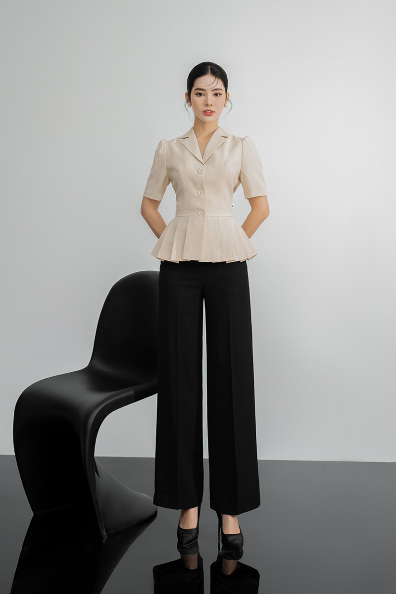 Bộ đồ vest nữ công sở tay ngắn chất liệu mango cao cấp S40 Emvy