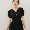 Đầm xòe corset eo tay phồng