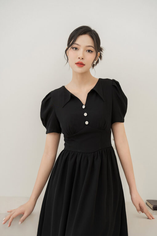 Đầm xòe corset eo tay phồng