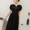 Đầm xòe corset eo tay phồng
