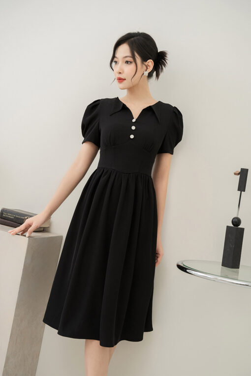 Đầm xòe corset eo tay phồng