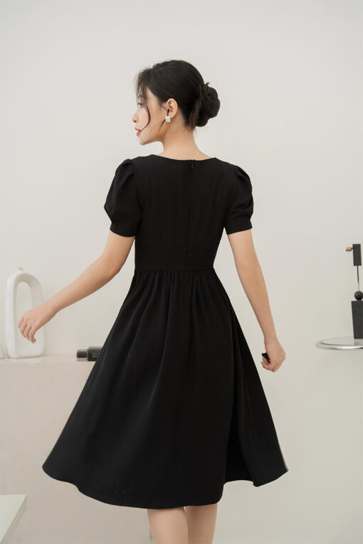 Đầm xòe corset eo tay phồng