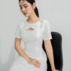 Đầm xòe đính nơ 2 bên vai