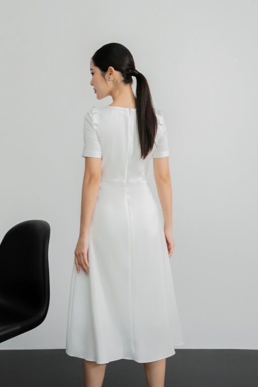 Đầm xòe đính nơ 2 bên vai