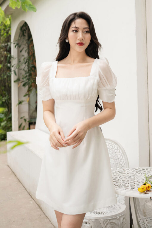 Đầm A nhúm ly phối tơ