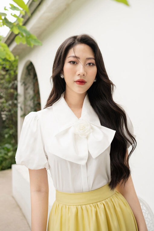 Chân váy tơ xòe nhún tầng