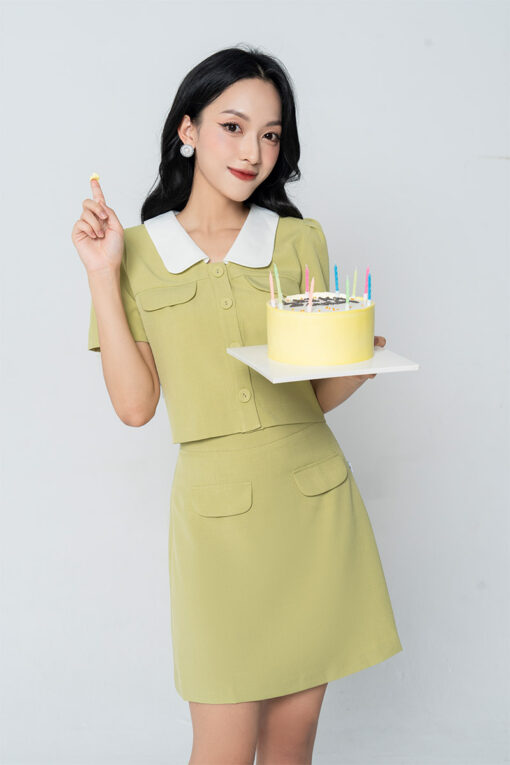 Áo kiểu croptop phối cổ