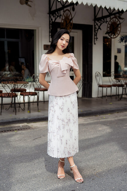 Chân váy dập ly hoạ tiết