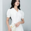 Đầm A cổ bẻ ve tay bồng