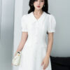 Đầm A cổ bẻ ve tay bồng