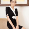 Đầm A cổ sau nơ eo