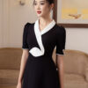 Đầm A cổ sau nơ eo