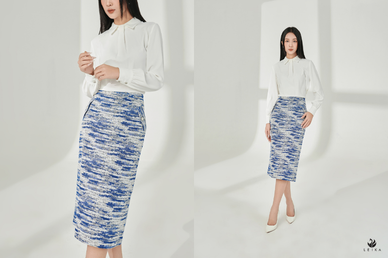 CV tweed suông nắp túi chéo