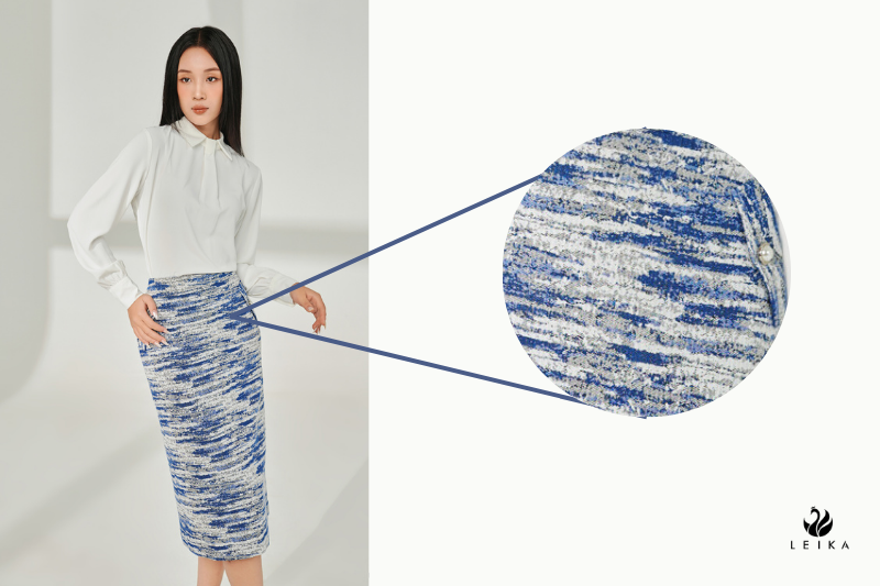 CV tweed suông nắp túi chéo