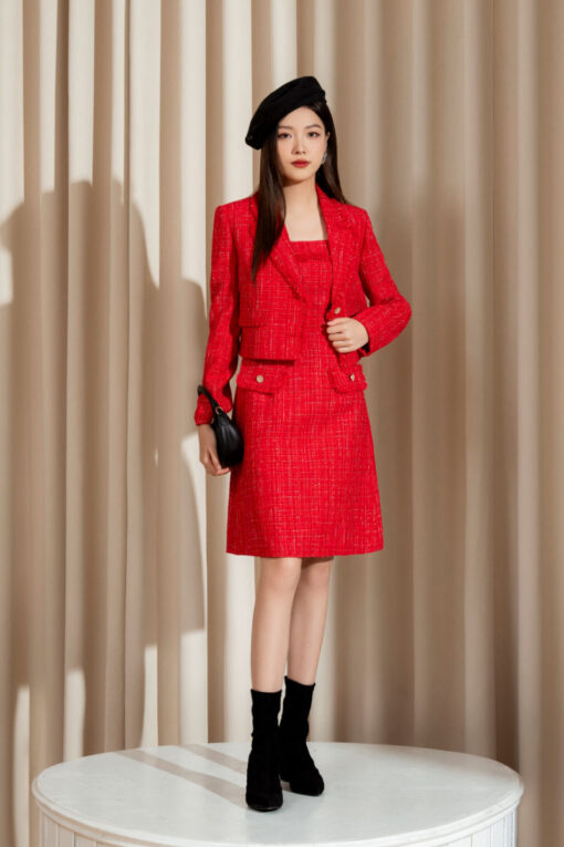 SẴN - TẶNG KÈM NƠ VẢI) Set áo sơ mi Hàn Quốc + yếm hai dây + chân váy dạ  tweed phong cách tiểu thư | Shopee Việt Nam