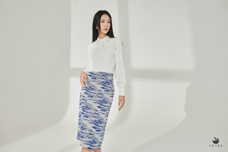 CV tweed suông nắp túi chéo