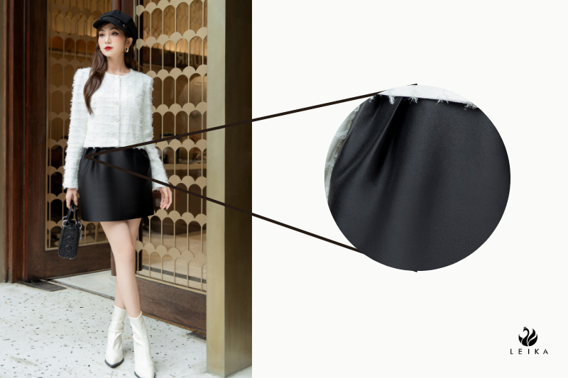 Chân váy A chuông xếp ly trước