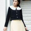 Áo kiểu croptop phối nơ xếp ly