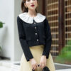 Áo kiểu croptop phối nơ xếp ly