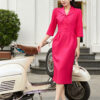 Đầm ôm cổ vest kẹp nơ