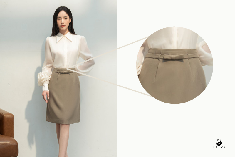 Chân váy ôm đai kẹp sườn túi giả
