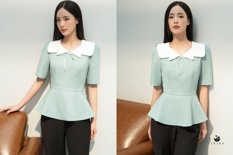Quần loe cạp can trang trí