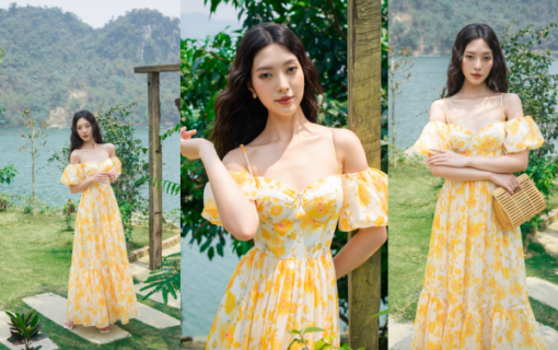 Đầm maxi cúp ngực nhún tùng 