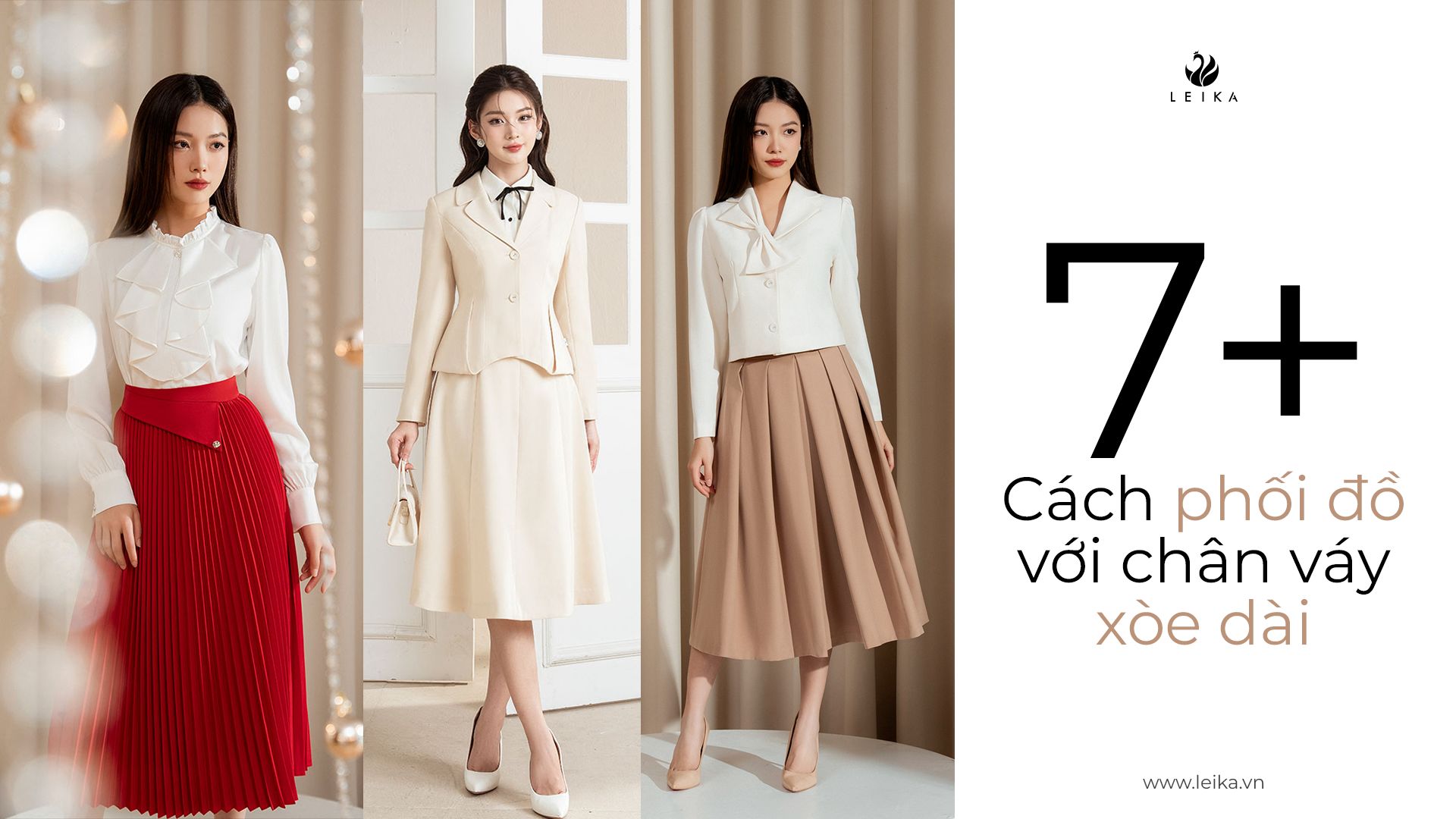 Bỏ túi 7+ cách phối đồ với chân váy xòe dài mê mẩn