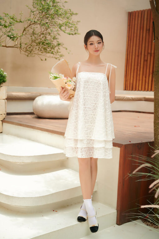 Đầm xoè 2 dây ngực tết dây