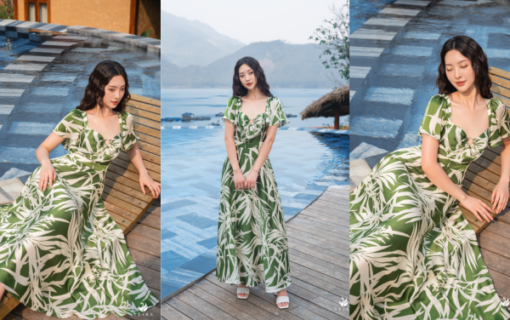 Đầm maxi khoen ngực tùng xòe