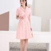 Đầm A chun eo sau cổ vest