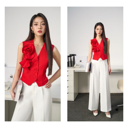 Áo gile đính hoa ngực