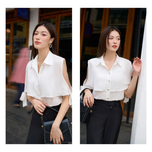 Sơ mi CT tay liền thân buộc nơ Sơ mi CT tay liền thân buộc nơ