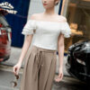 Áo kiểu croptop tay bèo cổ vuông